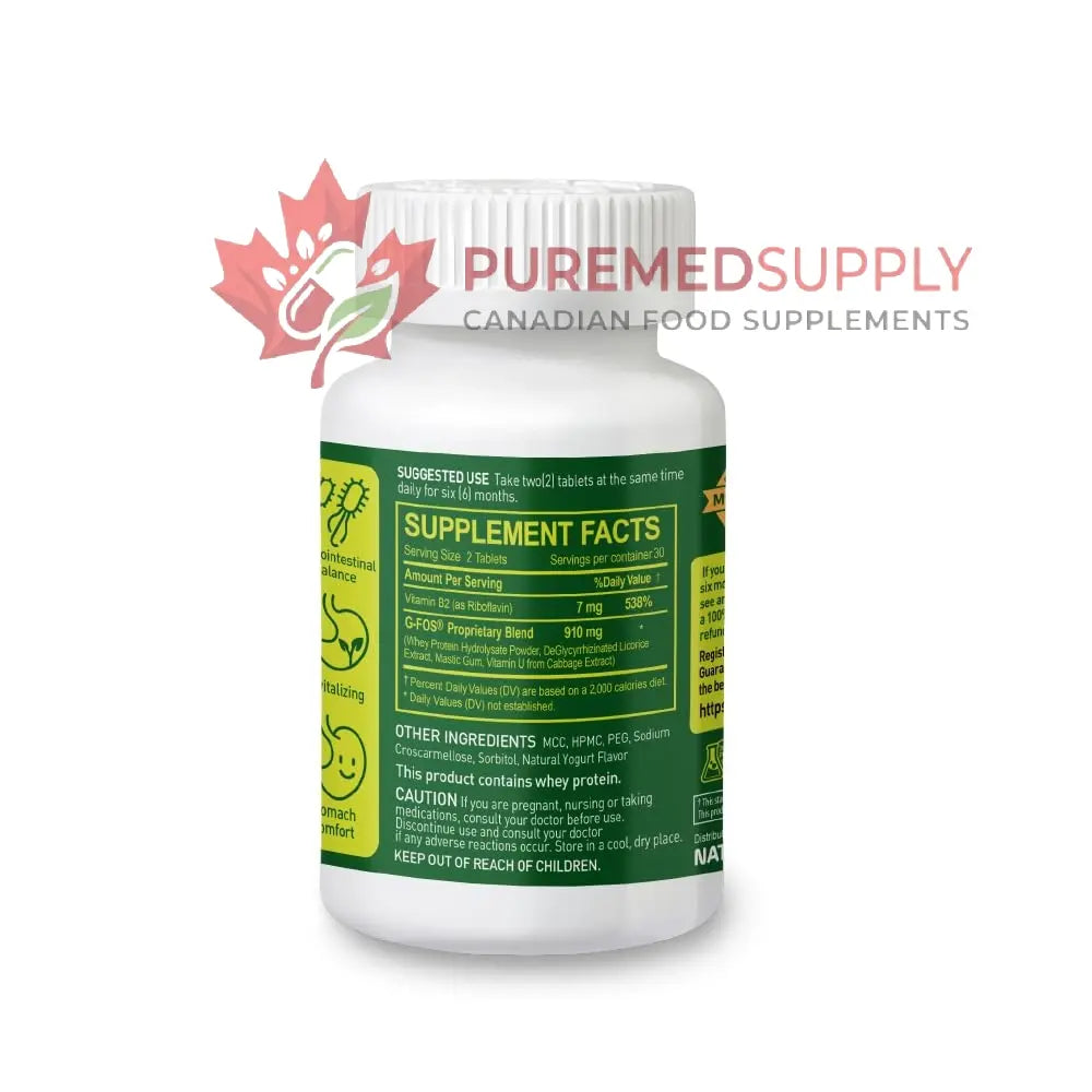 NATURION H. Pylori Support - Digestive Health Supplement with G-FOS Blend, Whey Protein, Licorice, Mastic Gum, Vitamin U, and Vitamin B2 - Stomach Comfort & Gut Balance - 60 Tablets, 30 Day Supply NATURION buy supplements canada