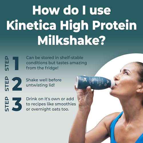 Kinetica Ready-to-Drink Protein Shake, 12 X 330mls, 165 cals, 25g Protein per Bottle, Low Fat (Strawberry) Kinetica buy supplements canada