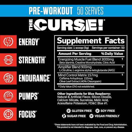 JNX SPORTS The Curse! Pre Workout Powder - Blue Raspberry 50 Servings | Preworkout JNX SPORTS buy supplements canada
