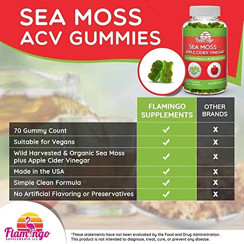 Sea Moss Gummies with Apple Cider Vinegar, Bladderwrack, and Burdock Root Organic Flamingo Supplements buy supplements canada
