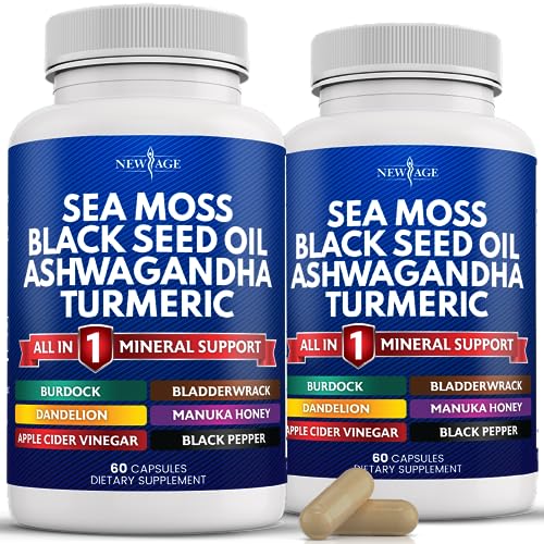 Silica Sea Moss 3000mg Black Seed Oil 2000mg Ashwagandha 1000mg Turmeric 1000mg NEW AGE buy supplements canada