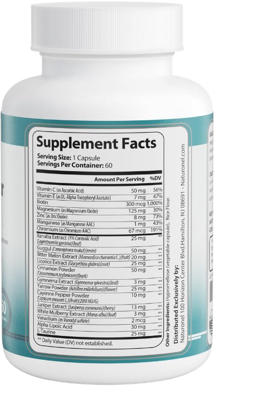 Naturonel Blood Sugar Formula – Metabolic Support with Cinnamon, Banaba, Bitter Melon, Guggul, Licorice, Gymnema, Juniper, Alpha Lipoic Acid & Chromium | Made in USA, GMP Certified Naturonel buy supplements canada