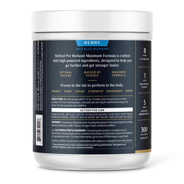 SHIFTED Maximum Pre Workout Powder, Energy & Focus Supplement with Creatine Monohydrate SHIFTED buy supplements canada