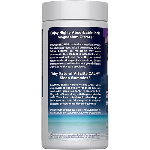 Natural Vitality SLEEP Gummies, Magnesium Supplement With Melatonin and L-Theanine, Vegan, Gluten Free, Helps the Body Ease Into Sleep Natural Vitality buy supplements canada
