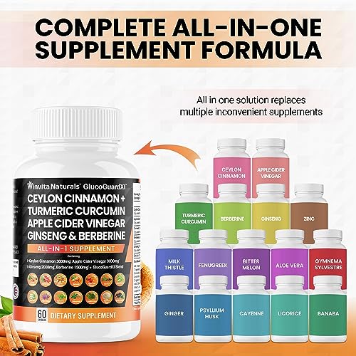 Ceylon Cinnamon 3000mg Apple Cider Vinegar 3000mg Turmeric 2000mg Panax Ginseng Winvita Naturals buy supplements canada