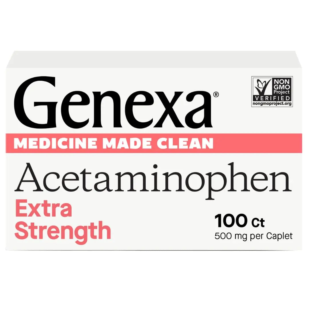 Genexa Clean Acetaminophen 500mg Extra Strength, Dye Free Pain Reliever Fever Reducer, 0% Artificial Additives, Pain Medicine for Adults, Relieves Headache, Backache, Minor Arthritis Pain, 100 Tablets Genexa buy supplements canada