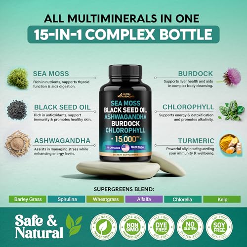 Irish Sea Moss | Black Seed Oil | Ashwagandha | Burdock | Chlorophyll | Supergreens NUTRAHARMONY buy supplements canada