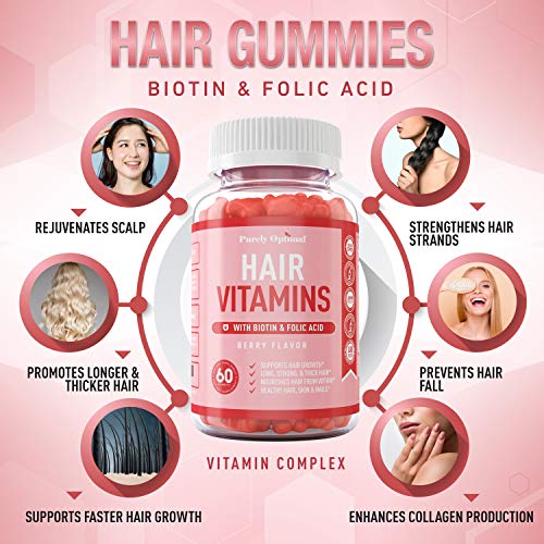 Premium Hair Vitamins Supplement-Gummy Vitamins w/Biotin, Folic Acid, Vitamins A&D Purely Optimal buy supplements canada