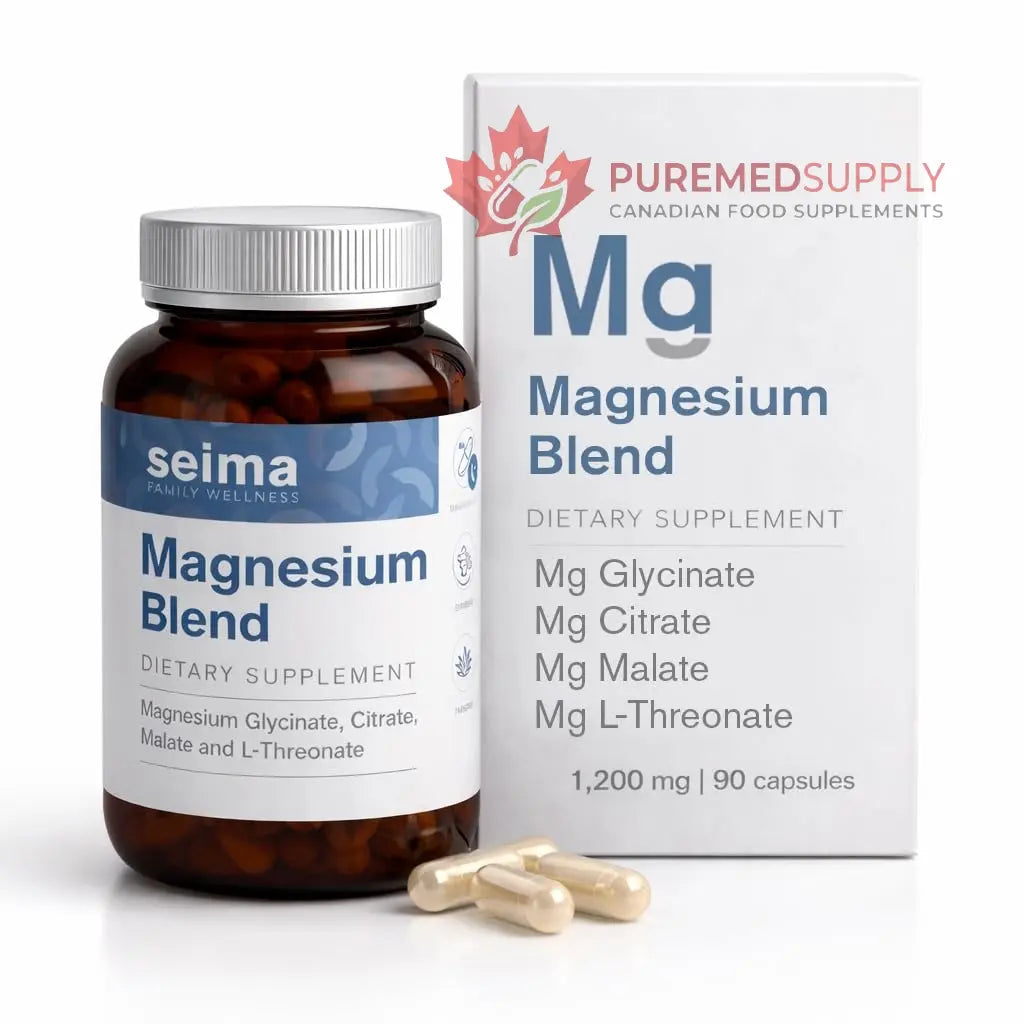 SEIMA - 4-in-1 Magnesium Complex – 1200 mg with Glycinate, Citrate, L-Threonate and Malate – Sleep, Stress Relief, Muscle Recovery, Energy and Well-Being for Women and Men, 90 Capsules Seima buy supplements canada