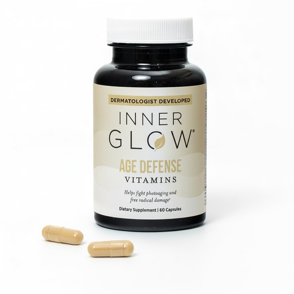 Inner Glow Age Defense Vitamins - Dermatologist and Plastic Surgeon Developed to Fight photoaging and Melasma, Polypodium Leucotomos Antioxidant Formula – Vegan, Gluten-Free – 60 Capsules Inner Glow buy supplements canada