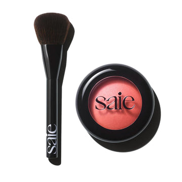 Saie Blush & Brush Duo - SuperSuede Baked Blush in Stella (.01 oz) & Powder Blush Brush - Talc-Free, Moisturizing Blush with Vegan, Fluffy Brush for Seamless Application Saie buy supplements canada