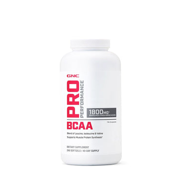 GNC Pro Performance BCAA 1.8g, 3rd Party Tested Supplement for Men & Women, Branched Chain Amino Acids, Essential Amino Acids Supports Muscle Protein Synthesis, 240 Softgels, 40 SVG GNC buy supplements canada
