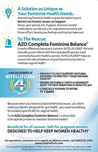 AZO Complete Feminine Balance Daily Probiotics for Women, Clinically Proven to Help Protect Vaginal Health AZO buy supplements canada