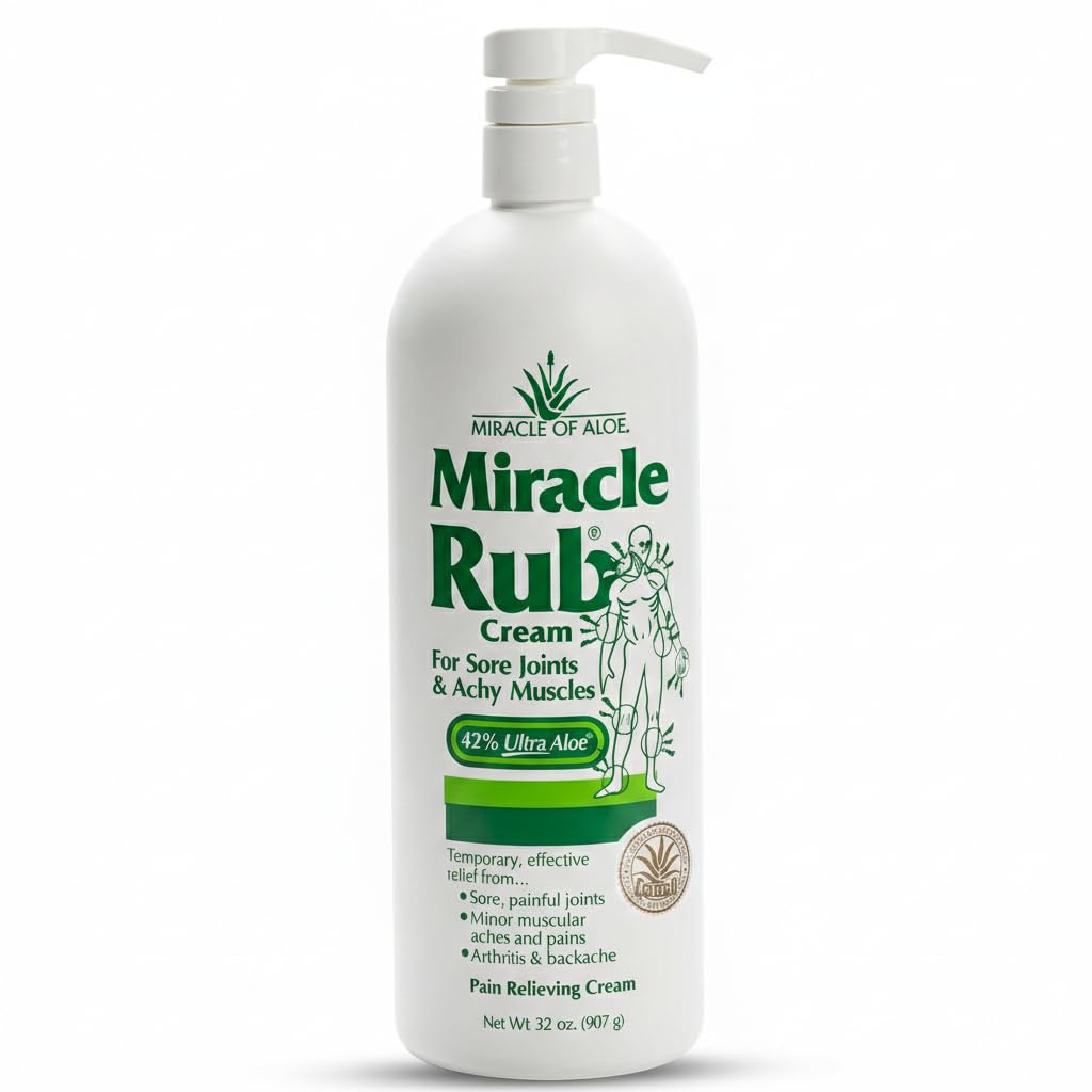 Miracle of Aloe Miracle Rub Pain Relieving Cream 32 oz, Fast & Effective Relief for Arthritis, Muscle, and Joint Pain - Maximum Strength UltraAloe Formula, Topical Analgesic Miracle of Aloe buy supplements canada
