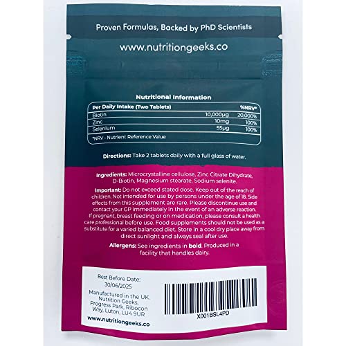 Nutrition Geeks Biotin Hair Growth Supplement - 180 Tablets Enhanced with Zinc Nutrition Geeks buy supplements canada