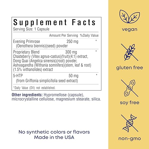 her own PMS, Supports PMS Symptoms, Promotes Positive Mood, Natural Hormone Balance, Helps Relieve Cramping, Hot Flashes Menopause Relief, Gluten and Soy Free, Vegan, 30 Capsules, 30 Servings her own buy supplements canada