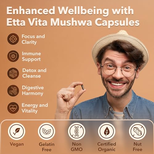 USDA Organic Lions Mane Supplement Capsules with Ashwagandha, Chaga, Reishi, Cordyceps Etta Vita buy supplements canada