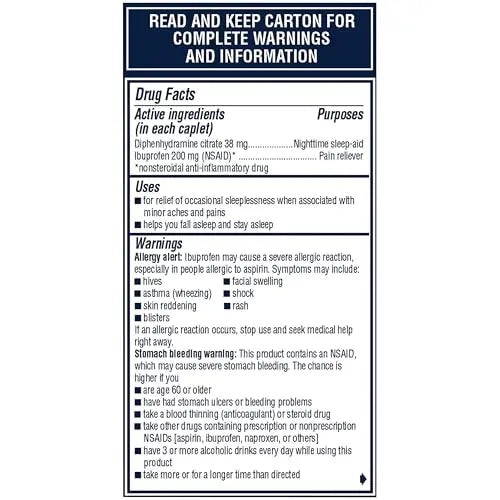 Advil PM Pain Reliever and Nighttime Sleep Aid, Pain Medicine with Ibuprofen for Pain Relief and Diphenhydramine Citrate for a Sleep Aid - 80 Coated Caplets Advil buy supplements canada