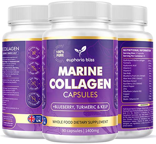 High Strength Marine Collagen Tablets - Skin, Hair, Nails & Joints - Fortified with Hyaluronic Acid Euphoria Bliss buy supplements canada