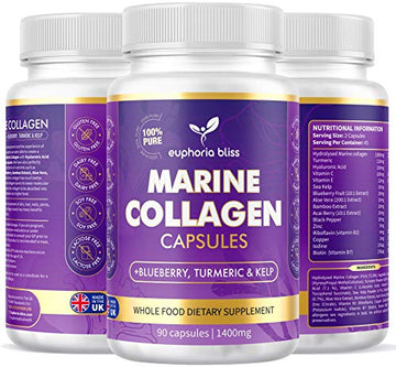 High Strength Marine Collagen Tablets - Skin, Hair, Nails & Joints - Fortified with Hyaluronic Acid Euphoria Bliss buy supplements canada