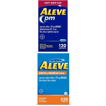 Aleve PM Naproxen Sodium Caplets, 120 Count Back & Muscle with Naproxen, 250 Count, Sleep Aid and Pain Relief Aleve buy supplements canada