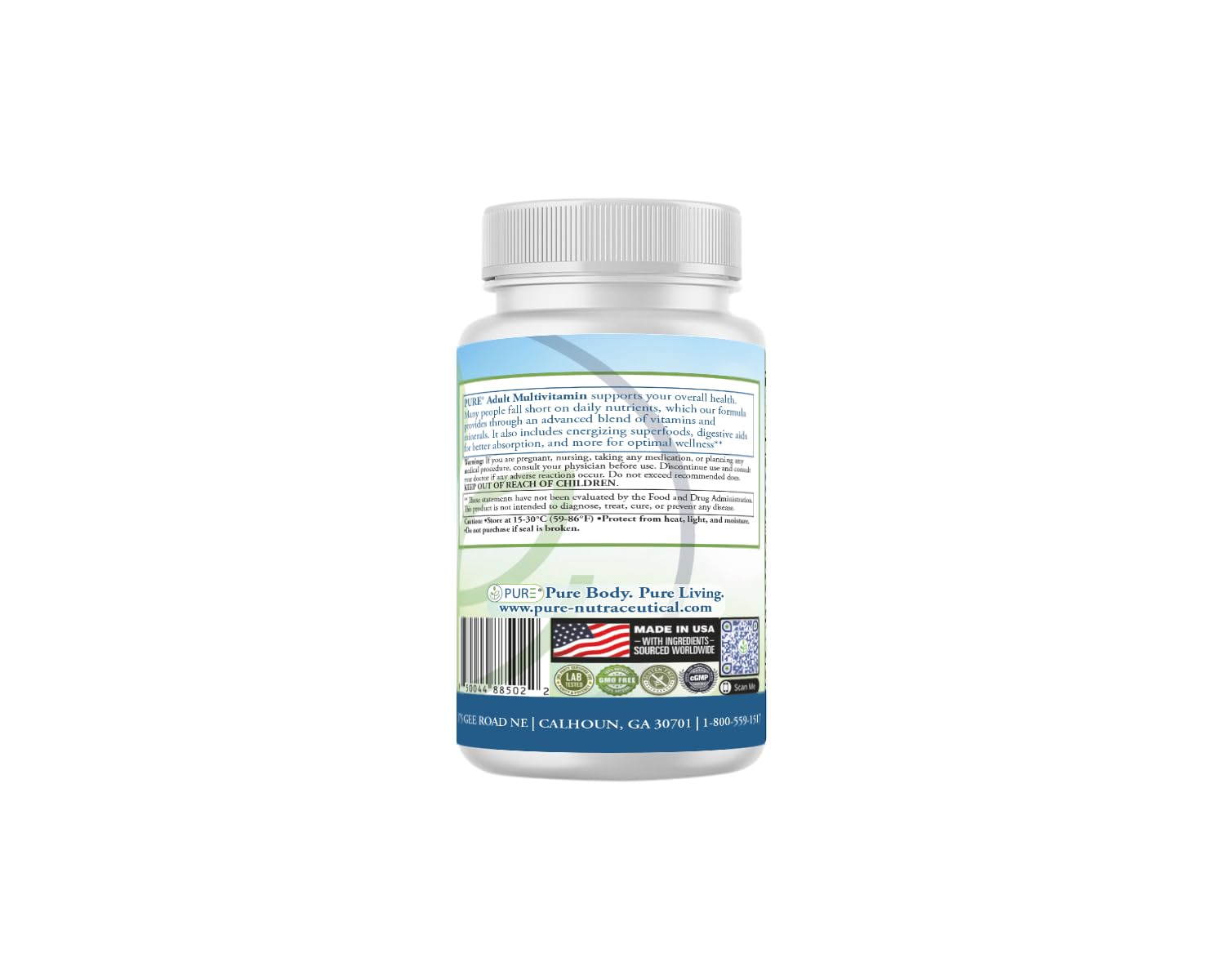 PURE Adult Multivitamin with Vitamins A, C, D3, B12, Minerals, Digestive Enzymes, 90 Capsules, 30 Servings PURE buy supplements canada