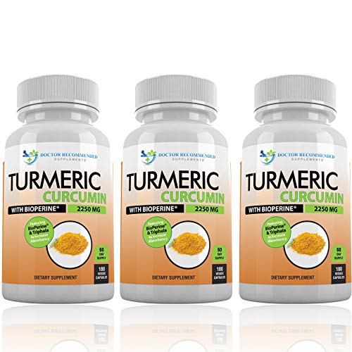 Turmeric Curcumin - 2250mg/d - 95% Curcuminoids - 180 Veggie Caps with Black DOCTOR RECOMMENDED SUPPLEMENTS buy supplements canada