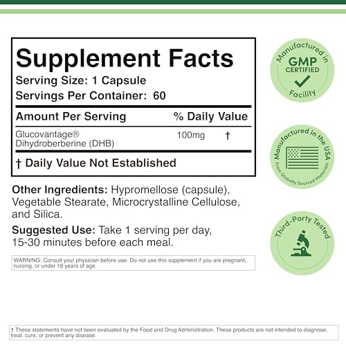 Dihydroberberine Supplement 100mg, 60 Capsules (Patented GlucoVantage Super Double Wood Supplements buy supplements canada