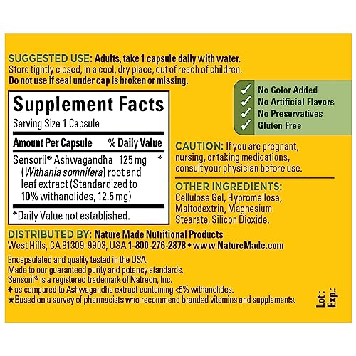 Nature Made Ashwagandha Capsules 125mg for Stress Support, 60 Capsules, 60 Day Supply Nature Made buy supplements canada