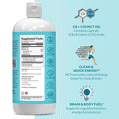 AS-IS Simply Premium MCT Oil C8 & C10 | Unflavored | 100% from Non-GMO Coconuts AS-IS buy supplements canada