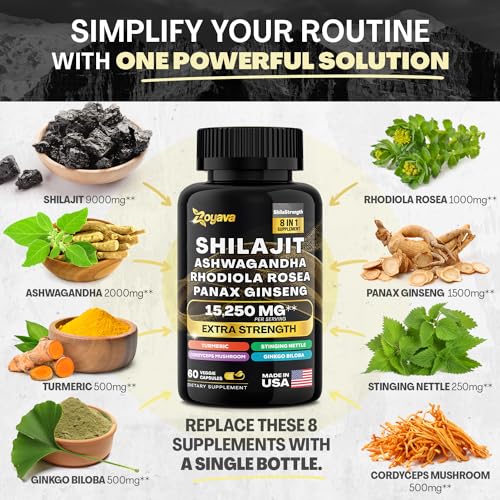 Zoyava Shilajit Pure Himalayan 9000MG,Energy Booster Ashwagandha 2000MG Zoyava buy supplements canada