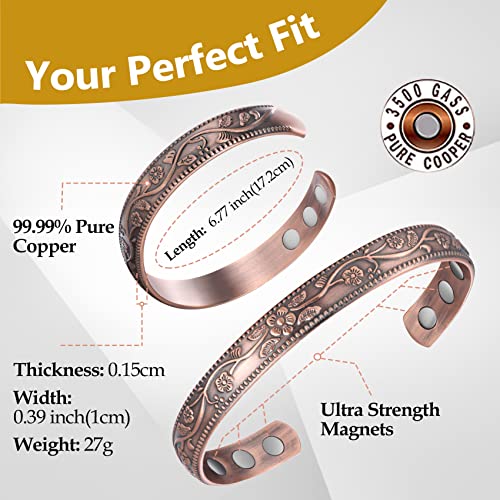 Feraco Magentic Copper Bracelet for Women,Vintage Flower Copper Cuff Bracelet Feraco buy supplements canada