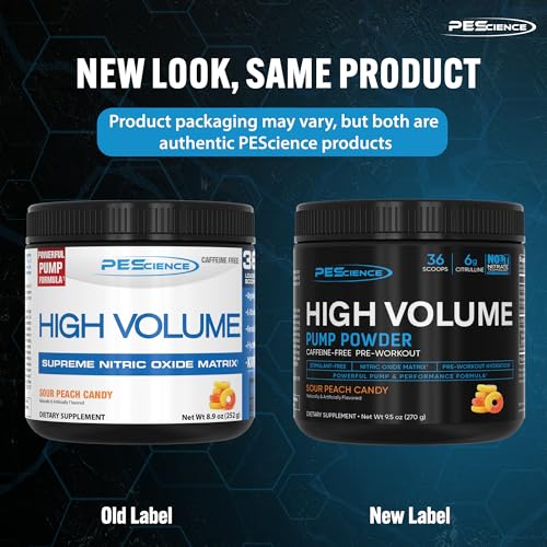 PEScience High Volume Nitric Oxide Booster Pump Pre Workout Powder, Sour Peach Candy PEScience buy supplements canada
