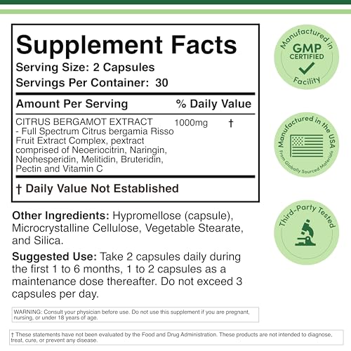 Citrus Bergamot Supplement, 1000mg, 60 Capsules - Supports Healthy Cholesterol & Triglyceride Levels - 1,000mg Servings Double Wood Supplements buy supplements canada