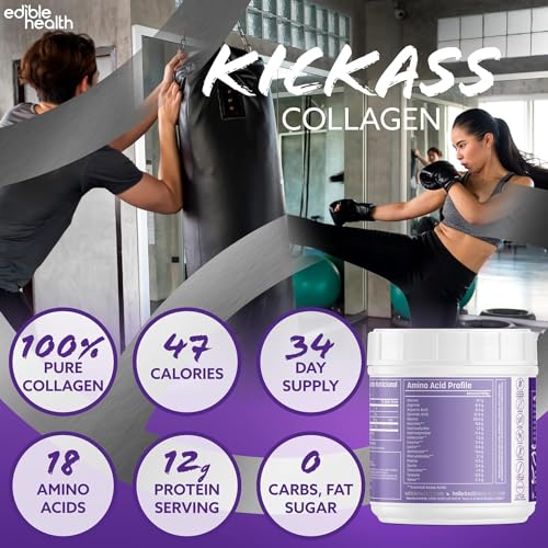 Premium Collagen Powder. Types 1 and 3, Protein Peptides, 18 Amino Acids. 400g. Edible Health buy supplements canada