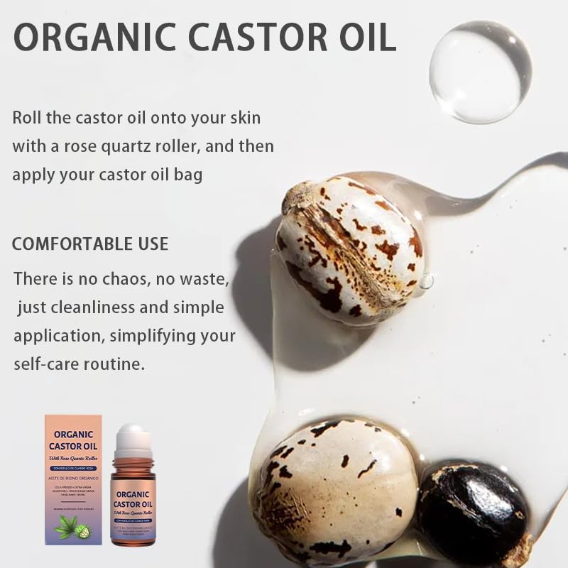 Organic Castor Oil with Rose Quartz Roller, Cold-Pressed Pure Organic Castor Oil Roller Ball for Hair Growth, Eyelashes, Eyebrows & Skin, 1.7 fl oz(1) Olavita Serum buy supplements canada