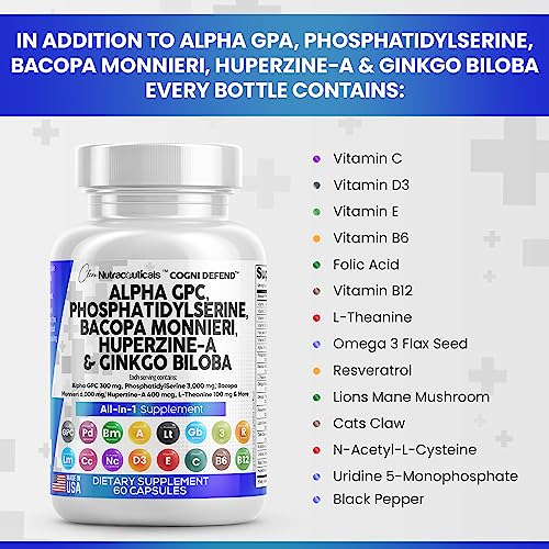 Alpha GPC Choline 300mg Phosphatidylserine 3000mg Bacopa Monnieri Clean Nutraceuticals buy supplements canada