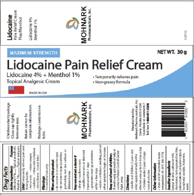 MOHNARK Pain Relief Cream with Lidocaine 4% and 1% Menthol | Includes Vitamin E | Numbs Away Pain Faster | Non-Greasy MOHNARK buy supplements canada