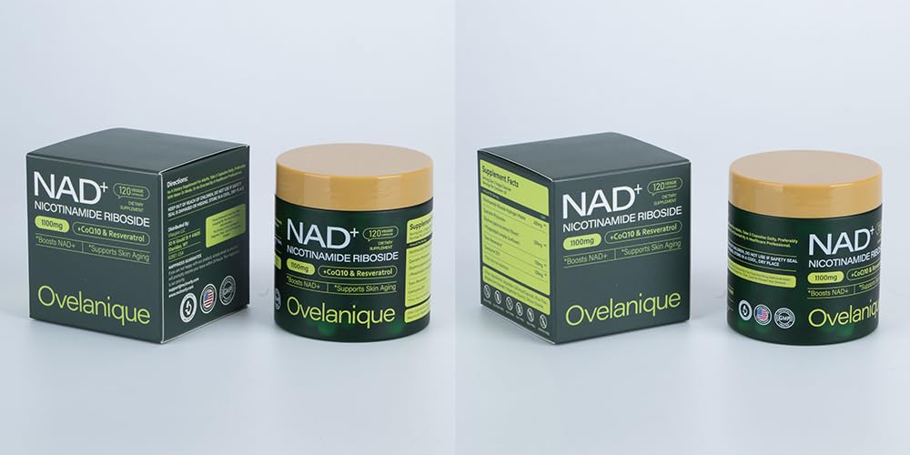 Ovelanique NAD Supplement with Nicotinamide Riboside & Resveratrol |NMNH Supplement Alternative| NAD+ Complex with Quercetin Phytosome & CoQ10 | Liposomal Delivery,120 Capsules(Packaging May Vary) Ovelanique buy supplements canada