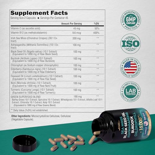 Irish Sea Moss | Black Seed Oil | Ashwagandha | Burdock | Chlorophyll | Supergreens NUTRAHARMONY buy supplements canada