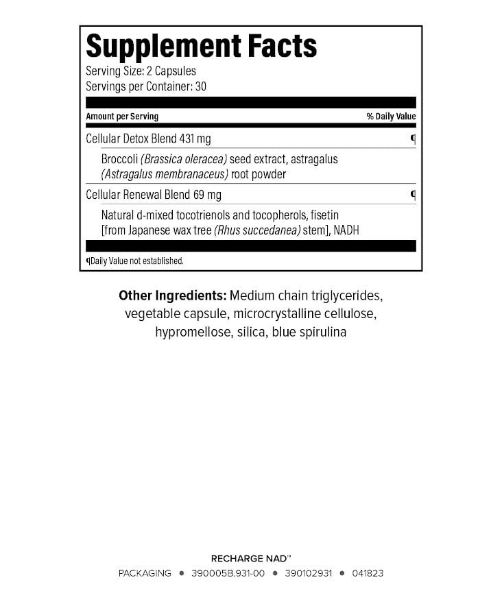 Isagenix Recharge NAD - Cellular Detox, Comprehensive Healthy Aging, and Energy Support - 1 Bottle - 60 ct Targeted Release Capsules Isagenix buy supplements canada