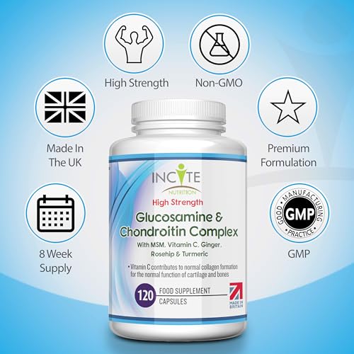 Glucosamine and Chondroitin High Strength Complex with MSM, Vitamin C, Ginge Incite Nutrition buy supplements canada