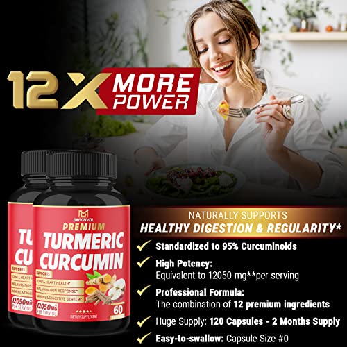 (2 Packs) Premium Turmeric Curcumin Supplement 12050mg with Ginger, Apple Cider Vinegar BMVINVOL buy supplements canada
