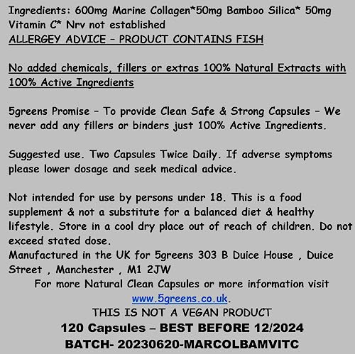 Marine Collagen Capsules 2400mg - Collagen Capsules with Bamboo & Vitamin C 5greens buy supplements canada