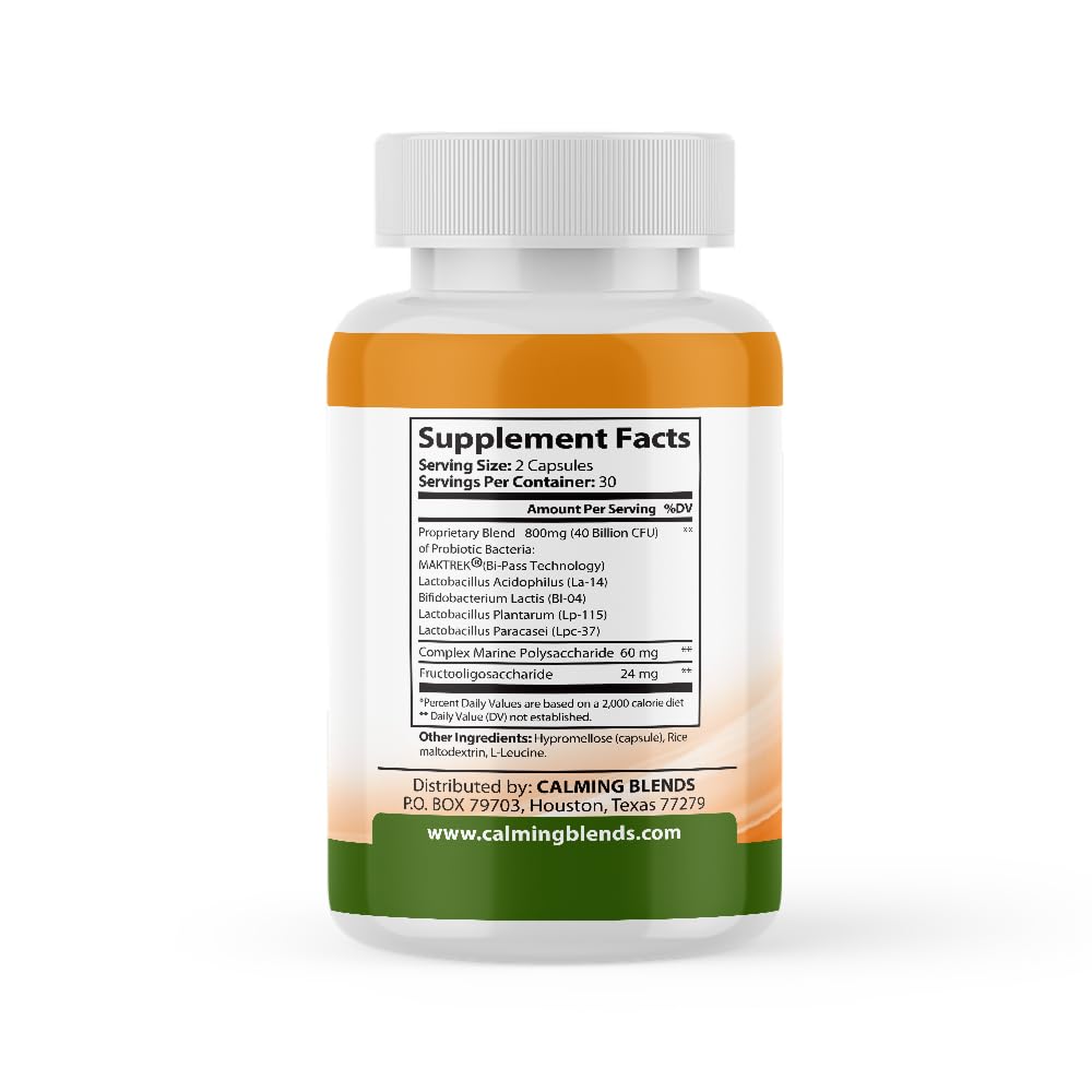 CALMING BLENDS Probiotic, 40 Billion CFU, Bi-Pass Delivery System for Maximum Effectiveness, Shelf Stable, 60 Vegetable Capsules CALMING BLENDS buy supplements canada