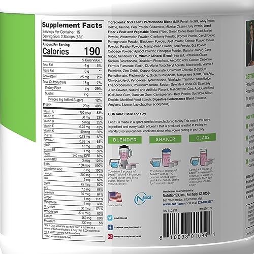 Lean1 Strawberry, 15 Serving tub, Fat Burning Meal Replacement by Nutrition53 N53 buy supplements canada