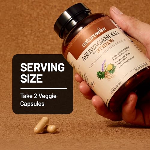 NatureWise Ashwagandha for Stress - With KSM-66 Extract, GABA, L-Theanine, Rhodiola Rosea - Herbal Mood & Sleep Support - Vegan, Non-GMO, Gluten-Free - 60 Capsules[1-Month Supply] NatureWise buy supplements canada