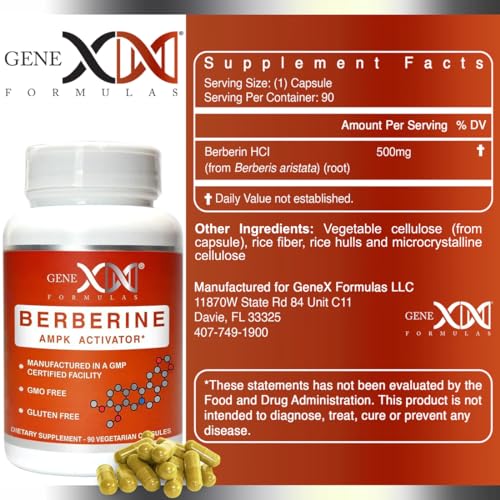 GENEX Berberine HCl 500mg (90 Capsules) | Powerful AMPK Activator, Supports Heart Genex Formulas buy supplements canada