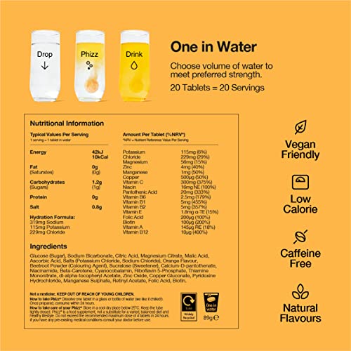 Phizz Electrolytes, Multivitamin & Hydration Tablets - 20 Effervescent Rehydration Electroly Phizz buy supplements canada