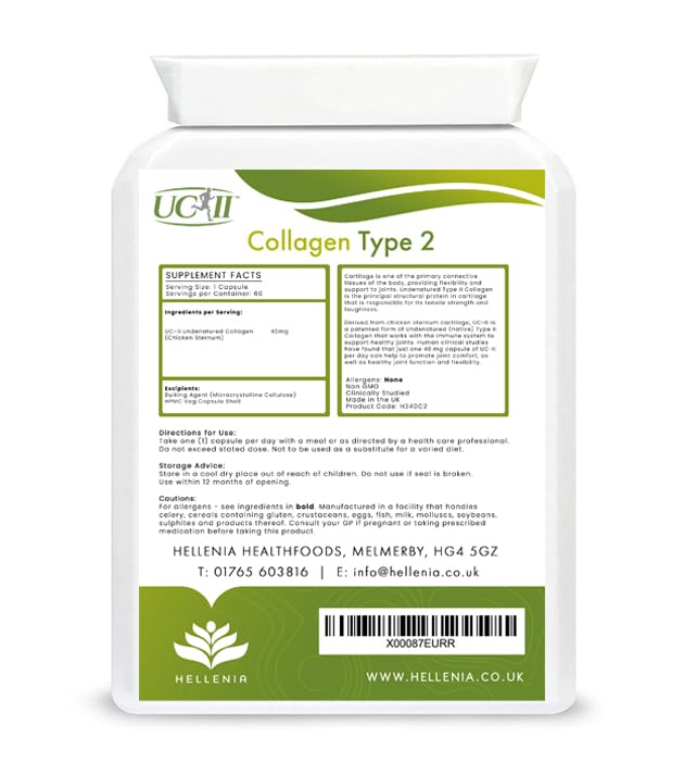 UC-II® Collagen Type 2-40mg - 60 Capsules | Joint Support | Manufactured in The UK Hellenia buy supplements canada